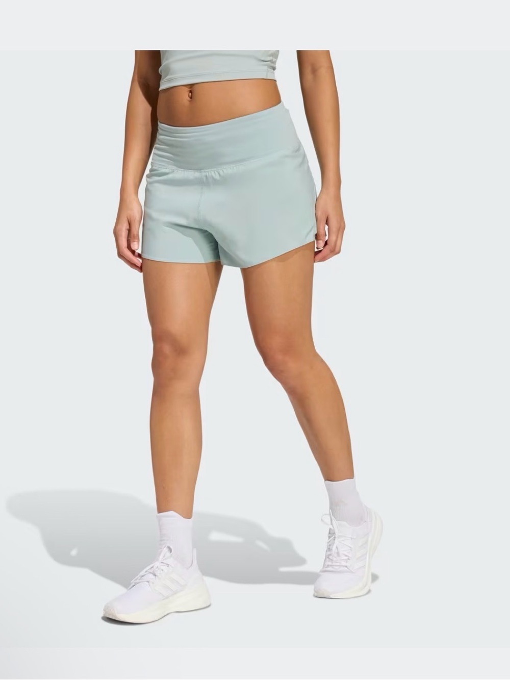 Adidas Women’s High-Waist Performance Shorts light blue size 2X